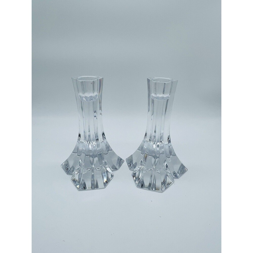 Miller Rogaska Triangle Candlestick Pair-Full Lead Crystal-6" - Picture 3 of 9